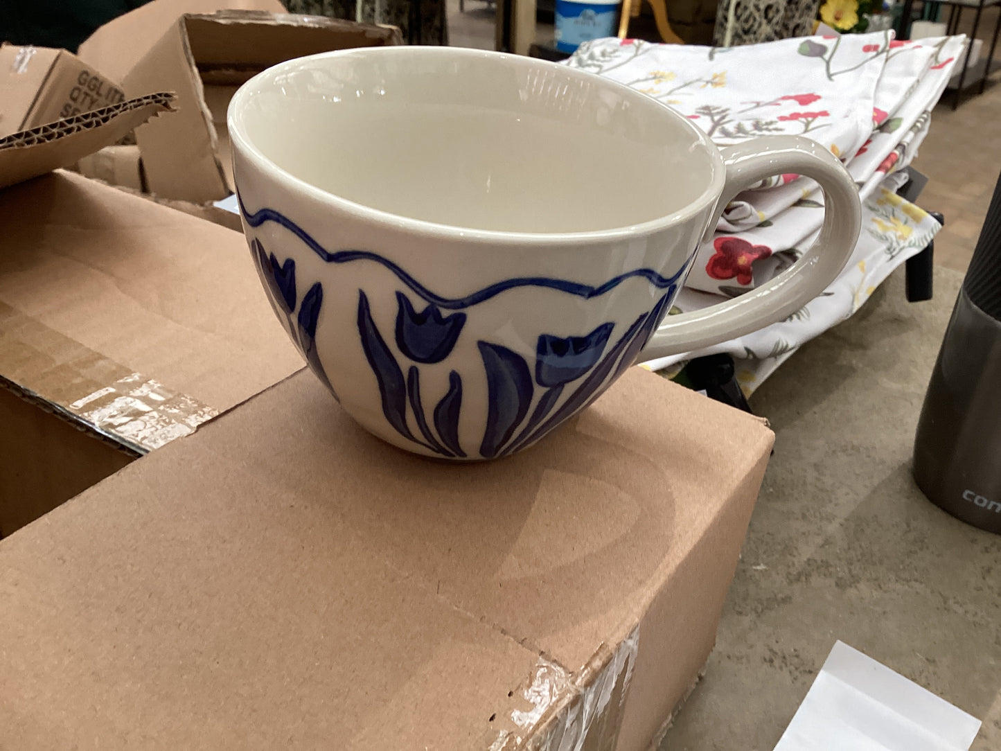 Gisela Graham Blue Tulip Stoneware Mug