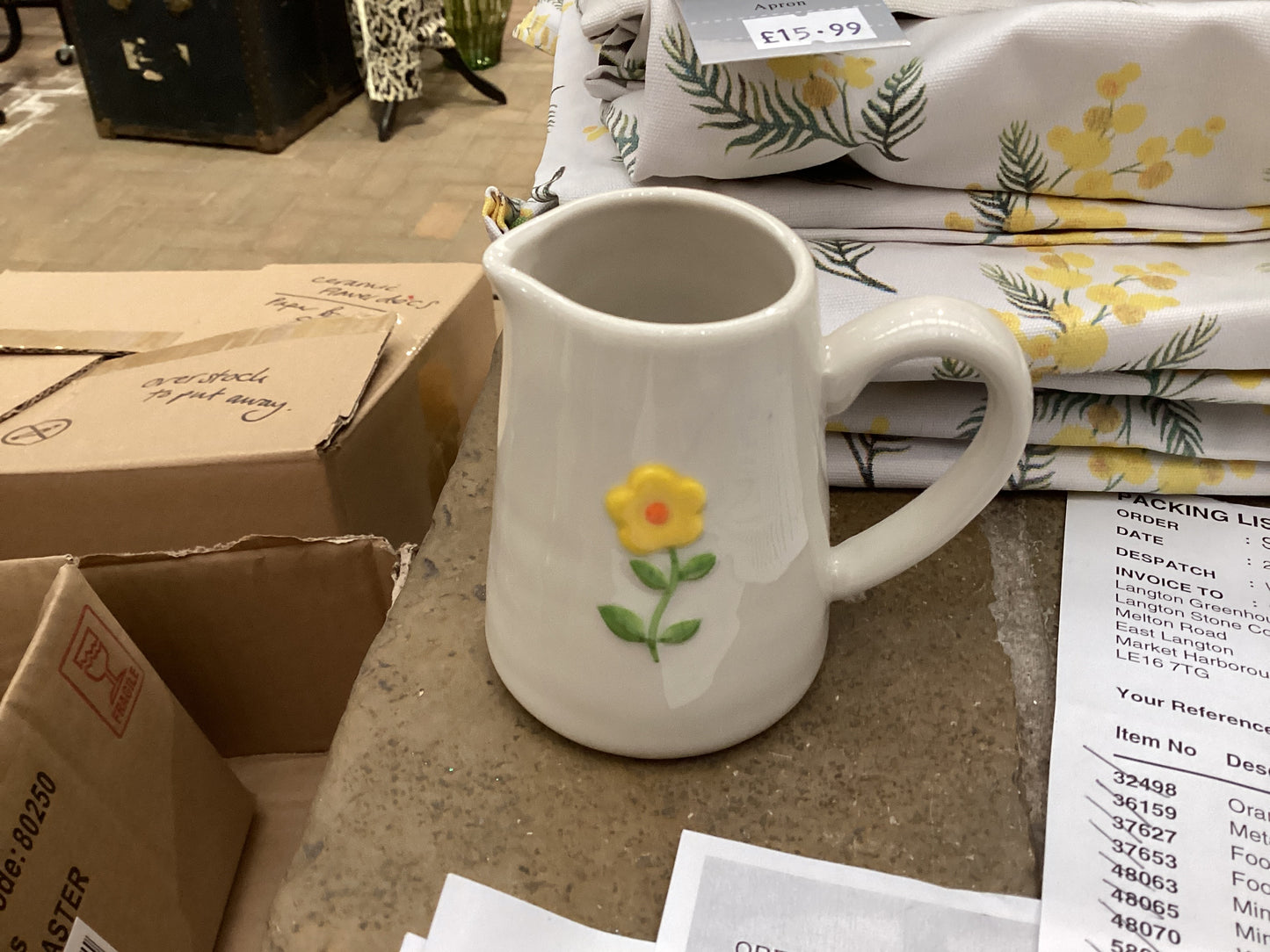 Gisela Graham Stoneware Mini Jug - Yellow Flower