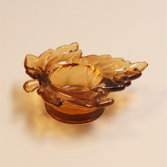 Glass Maple Leaf Tealight Holder