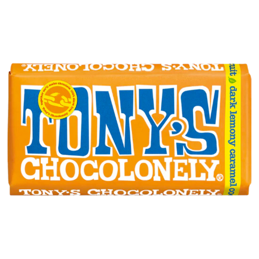 Tony's Chocolonely 51% Dark Lemony Caramel Cocoa Biscuit Chocolate Bar 180g