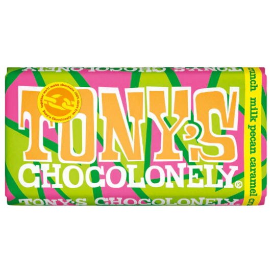 Tony's Chocolonely Milk Pecan Caramel Crunch Chocolate Bar 180g