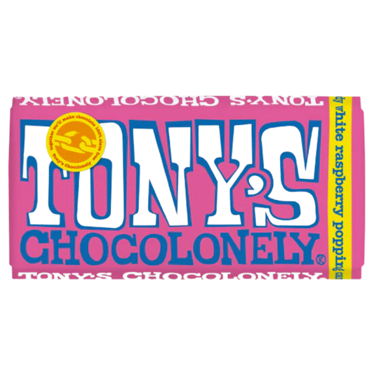 Tony's Chocolonely White Raspberry Popping Candy Chocolate Bar 180g