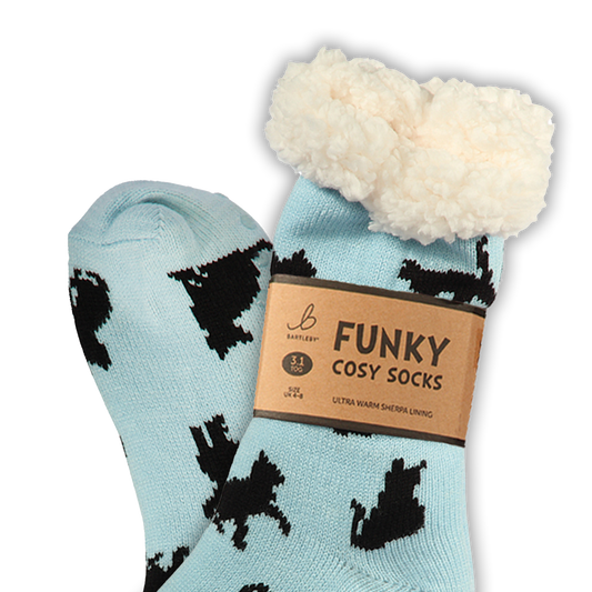 Funky Cosy Sherpa Socks (Black Cats)