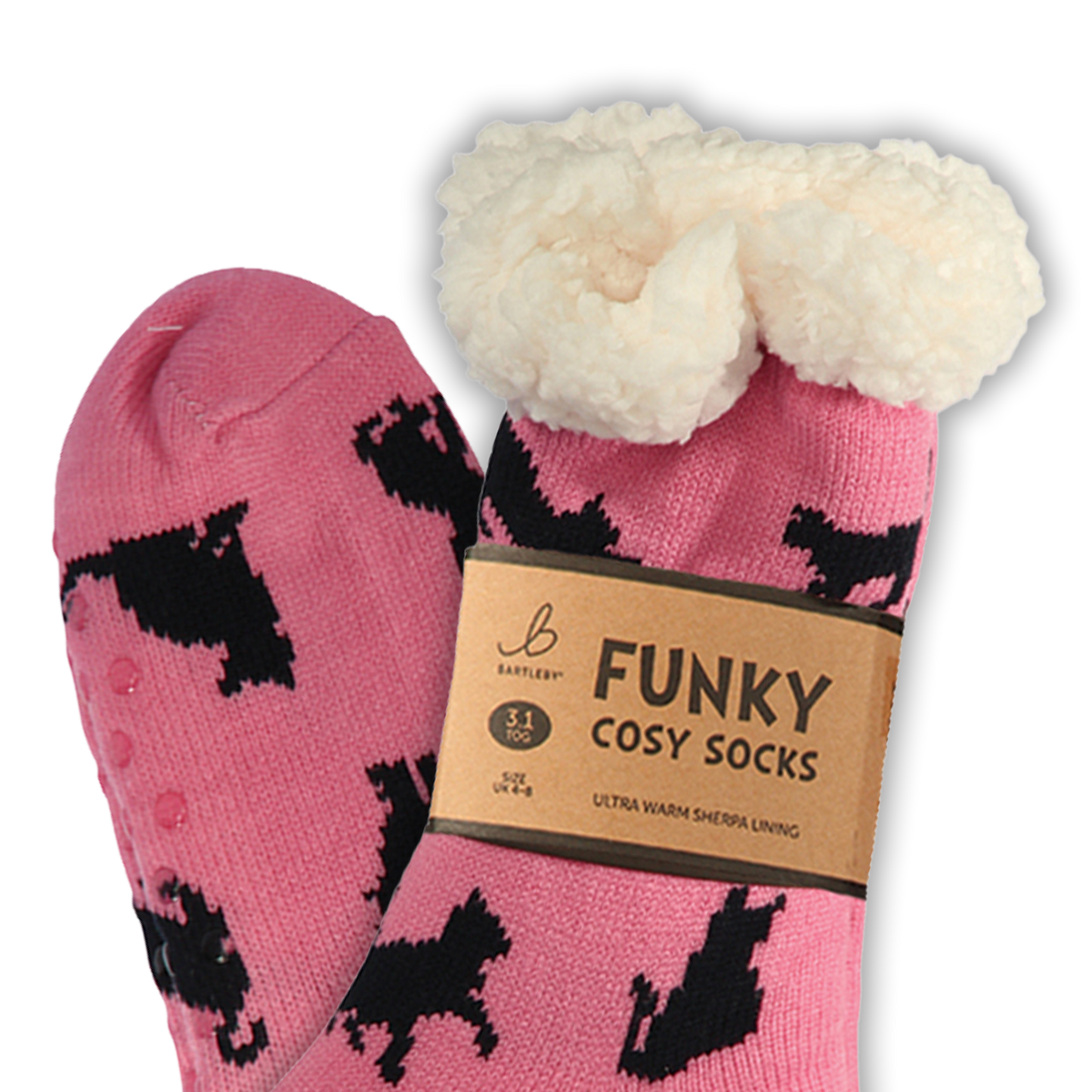 Funky Cosy Sherpa Socks (Black Cats)