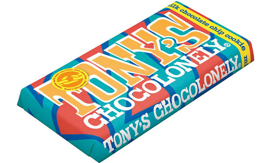 Tony's Chocolonely 32% Milk Choc Chip Cookie Chocolate Bar 180g