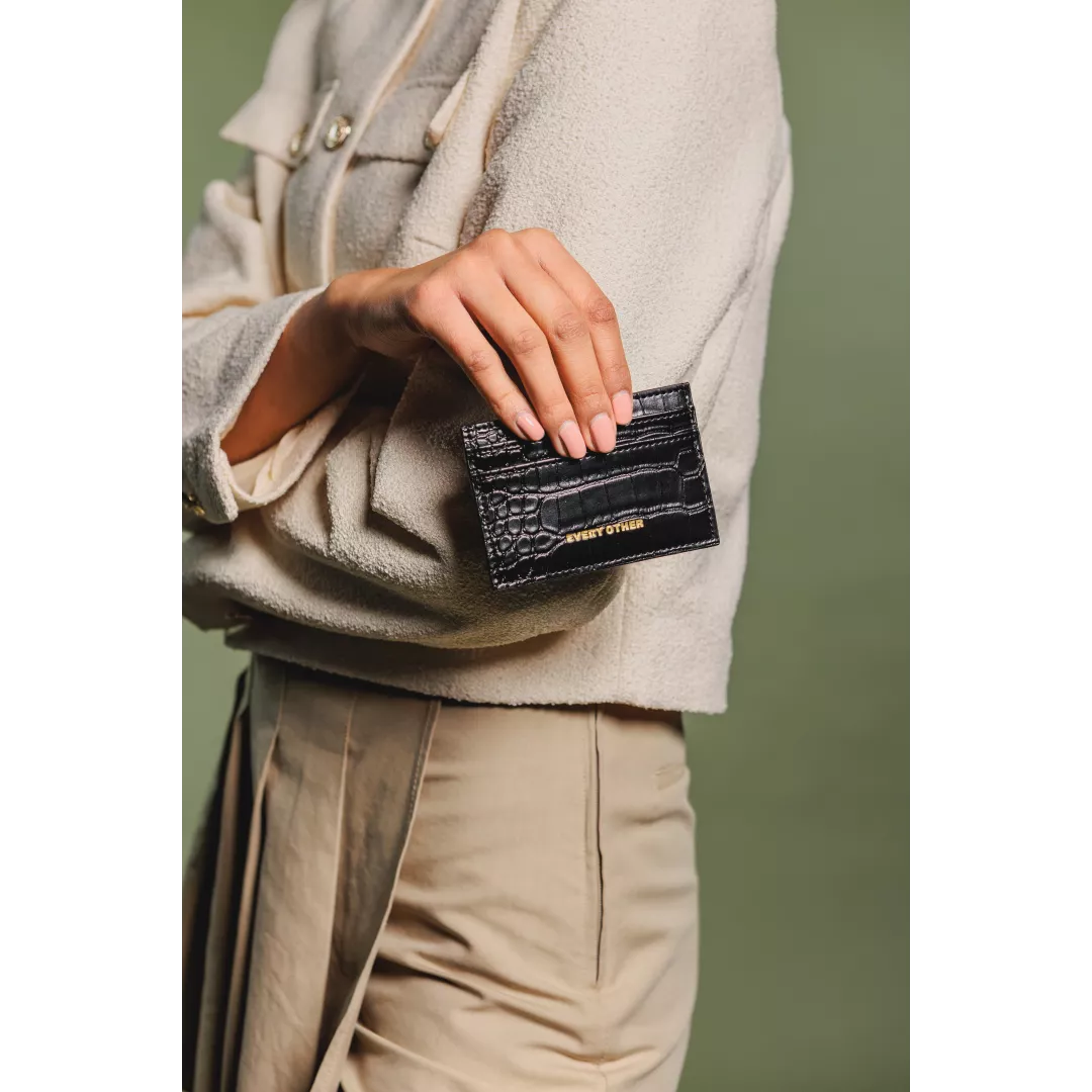 Faux Croc Card Holder