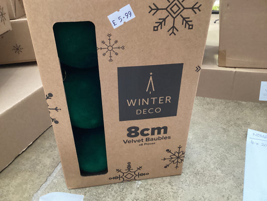 APAC 8cm Green Velvet Bauble Pack