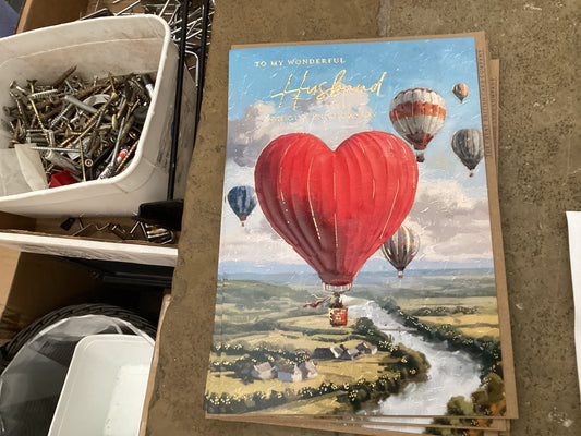 The Great British Card Co - Husband Birthday Heart Hot Air Balloon