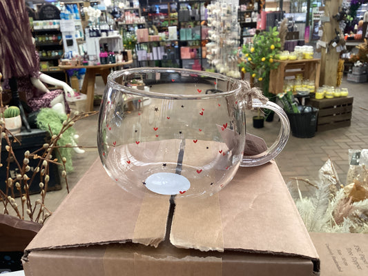 Belly Button Ditsy Hearts and Stars Glass Mug