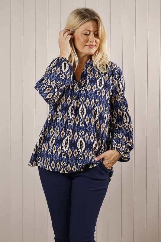 Abstract Collared Blouse