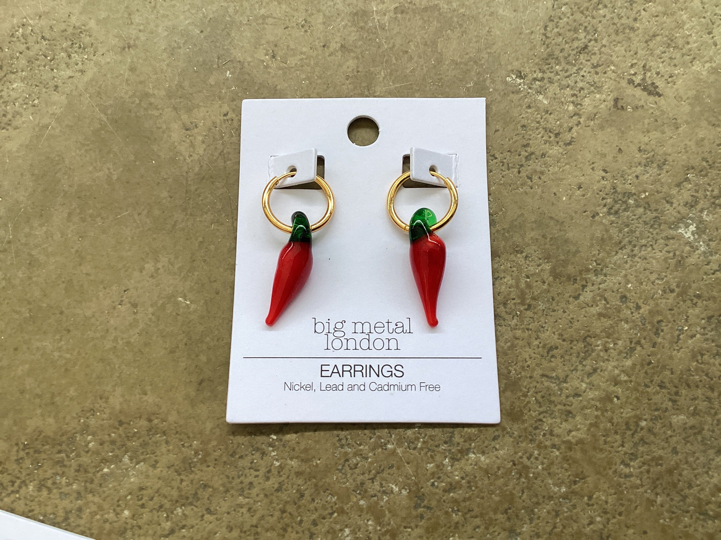 Big Metal London Red Chilly Hoop Earrings