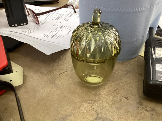 Gisela Graham Green Glass Acorn Trinket