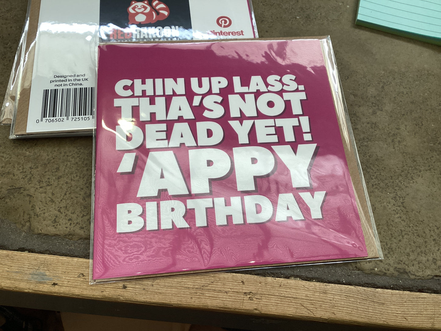 Red Rakoon Greeting Card - Chin Up Lass Tha’s Not Dead Yet