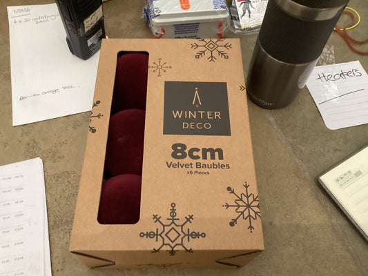APAC 8cm Red Velvet Bauble Pack