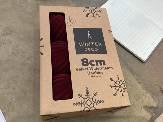 APAC 8cm Red Velvet Watermelon Bauble Pack