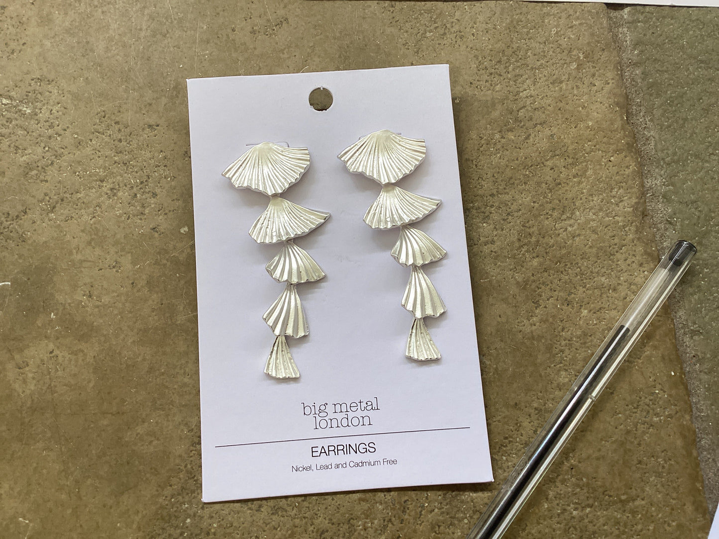 Big Metal Freya Fan Drop Long Tiered Silver Earrings