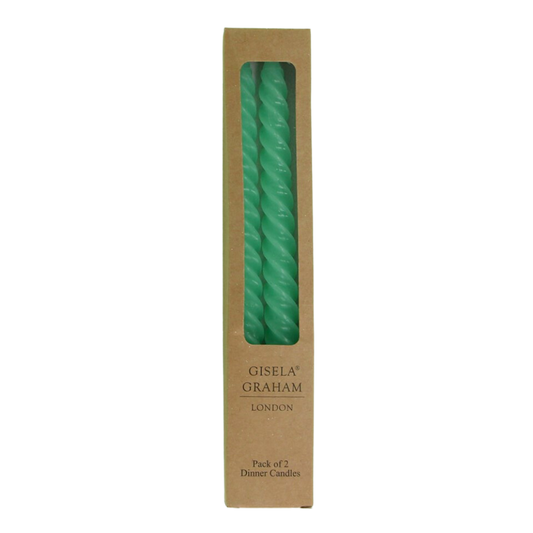 Gisela Graham- Box of 2 Twist Taper Candle - Pastel Mint Green