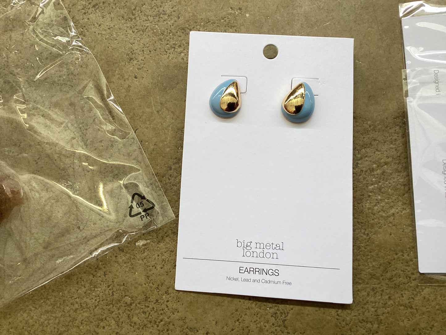Big Metal London Stefania Organic Shape Enamelled Blue Hoop Earrings