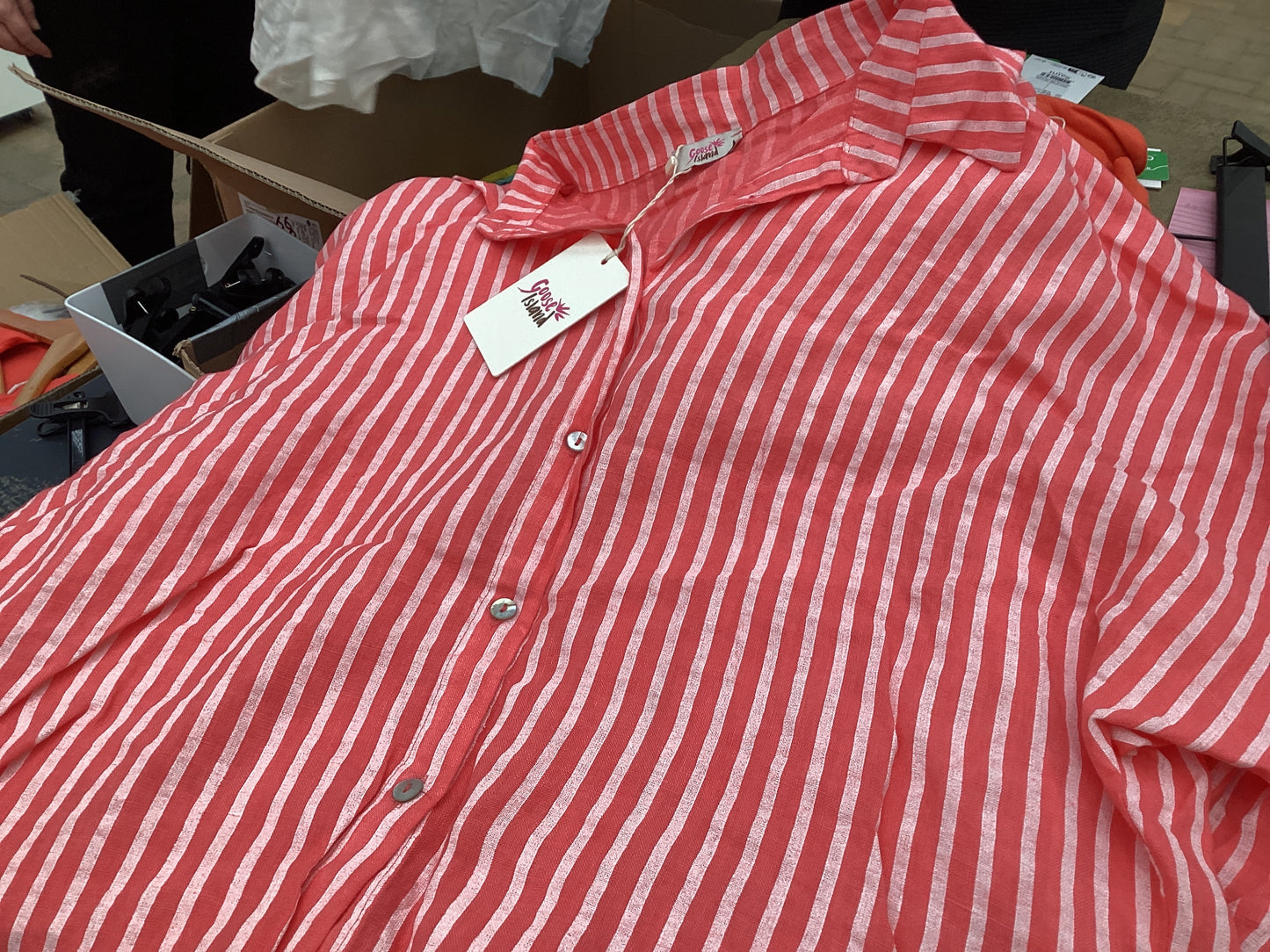 Coral Stripe Shirt ART 5s-2634