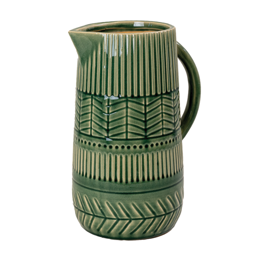 Mid-Century Green Ceramic Pitcher