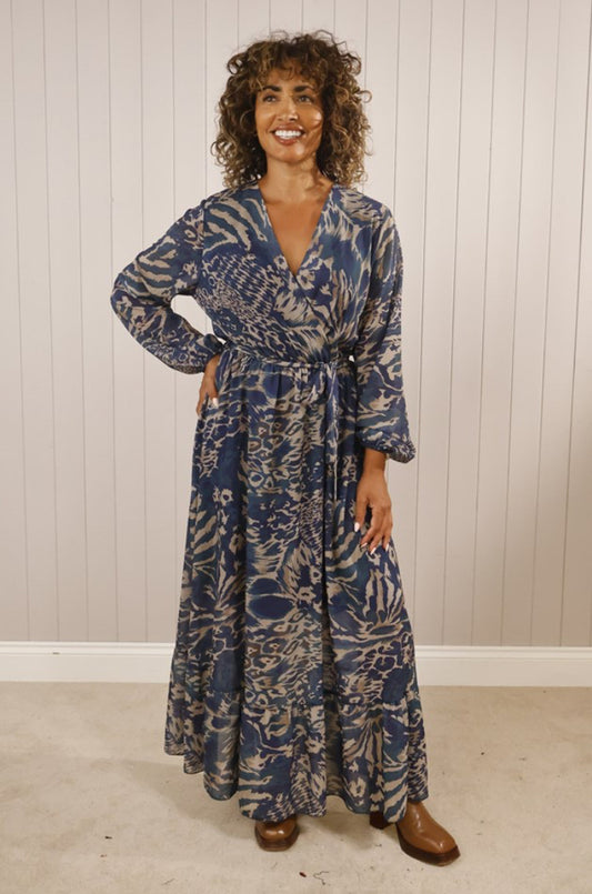 Animal Print V-Neck Tie Dress