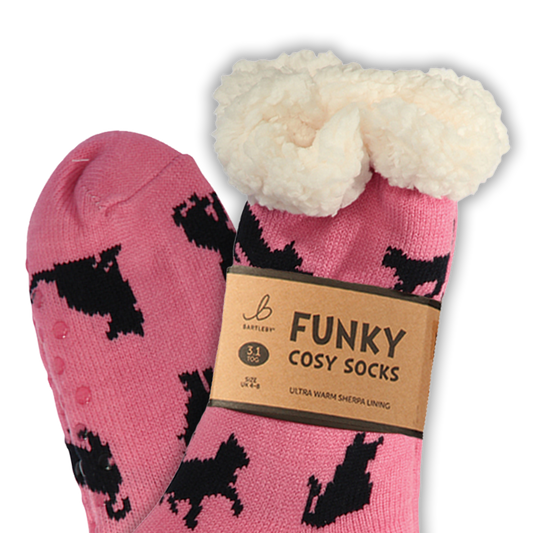 Funky Cosy Sherpa Socks (Black Cats)