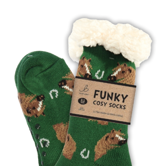 Funky Cosy Sherpa Socks (Horses & Shoes)