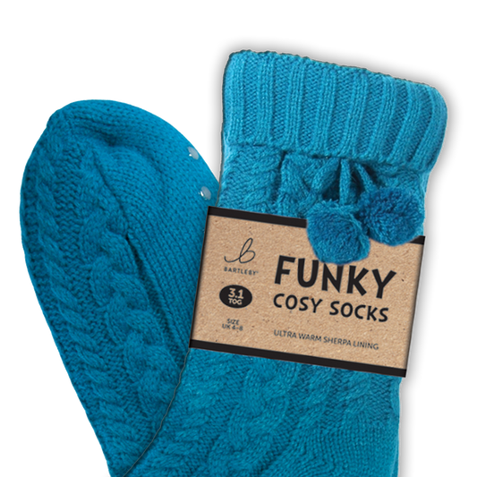'Cable Knit' Funky Cosy Sherpa Socks