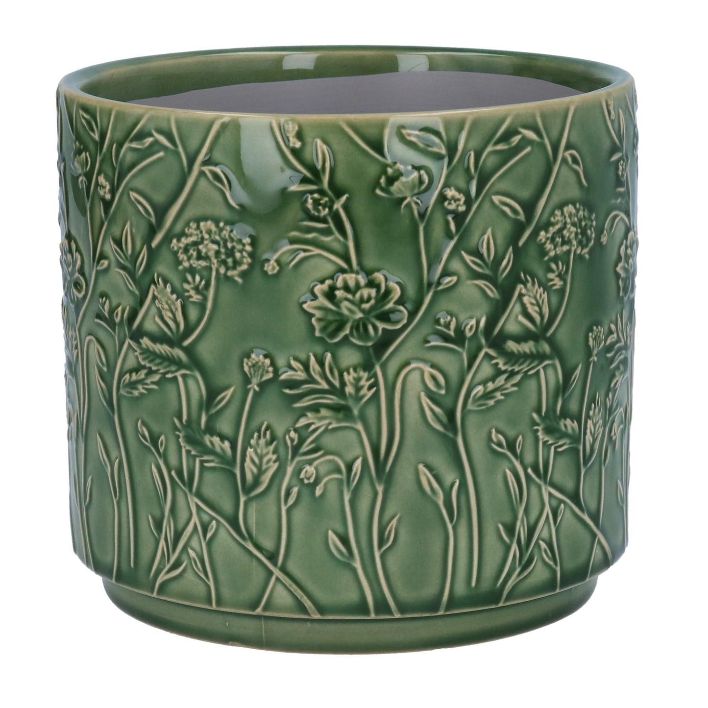 'Trailing Blooms' Glazed Stoneware Pot Cover